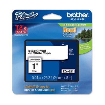 Brother - Nastro - Nero/Bianco - TZE251 - 24mm x 8mt