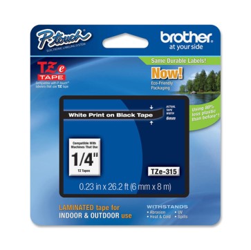 Brother - Nastro - Bianco/Nero - TZE315 - 6mm x 8mt