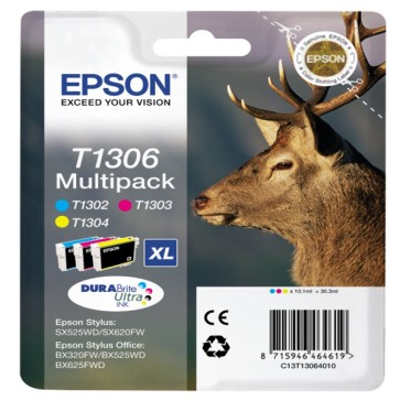 Epson - Multipack Cartuccia ink - C/M/Y - T1306 - C13T13064012 - 10,1ml cad