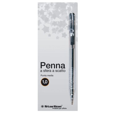 Penna a sfera a scatto - punta 1,0mm - nero  - Starline - conf. 20 pezzi