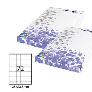 Etichette adesive - in carta - permanenti - 35 x 23,5 mm - 72 et/fg - 100 fogli - bianco - Starline