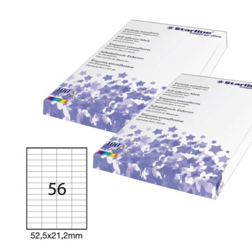 Etichette adesive - in carta - permanenti - 52,5 x 21,2 mm - 56 et/fg - 100 fogli - bianco - Starline