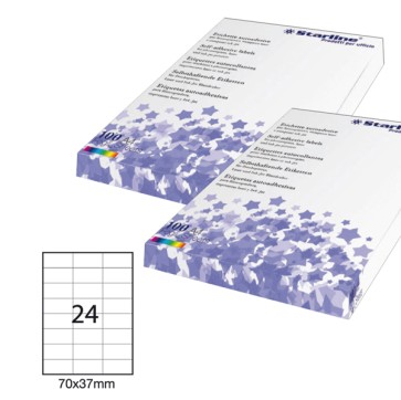 Etichette adesive - in carta - permanenti - 70 x 37 mm - 24 et/fg - 100 fogli - bianco - Starline