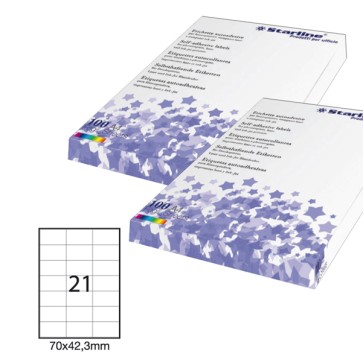 Etichette adesive - in carta - permanenti - 70 x 42,3 mm - 21 et/fg - 100 fogli - bianco - Starline