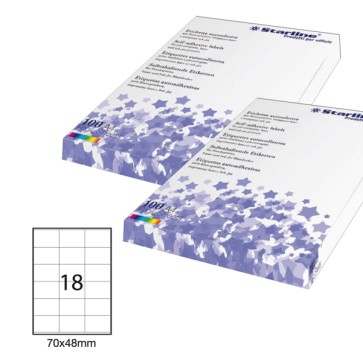 Etichette adesive - in carta - permanenti - 70 x 48 mm - 18 et/fg - 100 fogli - bianco - Starline