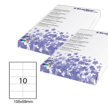 Etichette adesive - in carta - permanenti - 105 x 59 mm - 10 et/fg - 100 fogli - bianco - Starline