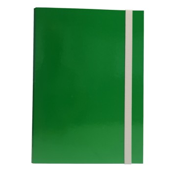 Cartellina con elastico - cartone plastificato - 3 lembi - 25x34 cm - verde - Queen Starline