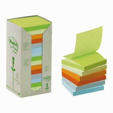 Blocco Post it  Z Notes Green - R330-1RPT - 76 x 76 mm - 100 riciclabile - assortiti pastello - 100 fogli - Post it