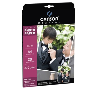 Carta fotografica Ultimate - A4 - 270 gr - 20 fogli - effetto opaco - bianco - Canson