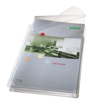 Buste forate alta capacità con lembo - 22x30 cm - PVC- trasparente - Leitz - conf. 5 pezzi