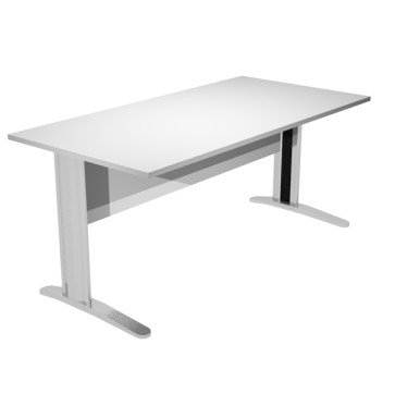 Scrivania Easy fianchi verniciati effetto cromato - lineare - 80 x 80 x 72 cm - grigio