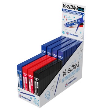 Kit refill gel Riscrivi - 0,7 mm - colori assortiti (blu/rosso/nero/verde - Osama - expo 96 pezzi