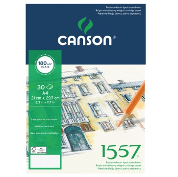 Blocco collato lato corto 1557 - A4 - 180 gr - 30 fogli - Canson