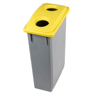 Contenitore Office 90 Lt - con coperchio per bottiglie e lattine - grigio/giallo - Medial