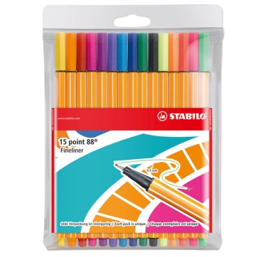Fineliner Point 88 - colori assortiti Fantasia Random - Stabilo - astuccio 15 pezzi
