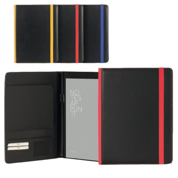 Cartella College - similpelle - con elastico colorato - 24,5x31 cm - nero - InTempo