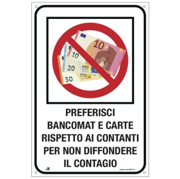 Etichetta - ''Preferisci Bancomant e carte...'' - 20x30 cm - Cartelli Segnalatori