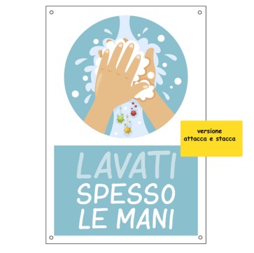 Etichetta autoadesiva - 20x30 cm - ''LAVATI SPESSO LE MANI'' - per bambini - Cartelli Segnalatori