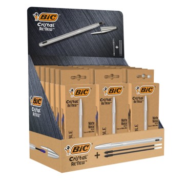 Astuccio penna + 2 refill Cristal   Re'New - Bic - display 21 pezzi