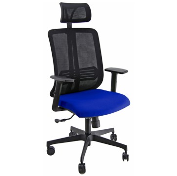 Seduta semidirezionale Vertigo VRAPG - con braccioli regolabili e poggiatesta - nero/blu - Unisit