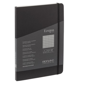 Taccuino Ecoqua Plus - con elastico - rilegatura cucita - A5 - 5 mm - 80 fogli - nero - Fabriano