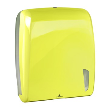 Dispenser asciugamani Skin - piegati a C e Z - 345 x 112 x 306 mm - 450 fogli - giallo fluo  - Mar Plast