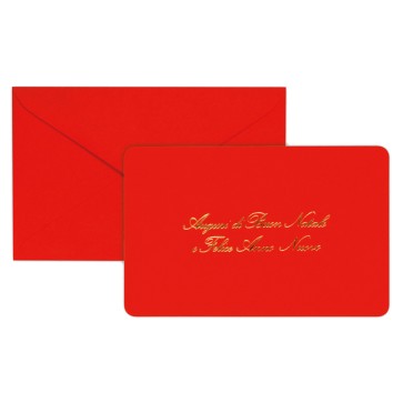 Biglietto natale con busta - 9 x 14 cm - stampa oro - rosso - Rex Sadoch
