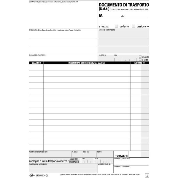 Semper Multiservice 1814CD300 Snap Documento di Trasporto