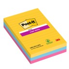 Blocco Post it® Super Sticky - 4690-3SS-CARN - a righe - 101 x 152 mm - colori Carnival - 90 fogli - Post it® - conf. 3 pezzi