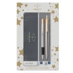 Gift Set DUO - Jotter stainless steel GT sfera + stilografica - punta media - Parker