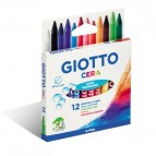 Pastelli cera - lunghezza 90mm con Ø 8,50mm- colori assortiti - Giotto -  astuccio 12 colori