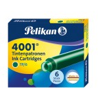 Cartucce inchiostro 4001 (TP/6)  - lunghezza 39mm - verde scuro - Pelikan  - conf. 6 pezzi