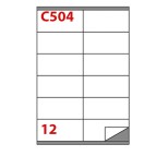 Etichette adesive C504 - permanenti - 105 x 48 mm - 12 et/fg - 100 fogli A4 - bianco - Markin