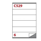 Etichette adesive C529 - permanenti - 210 x 48 mm - 6 et/fg - 100 fogli A4 - bianco - Markin