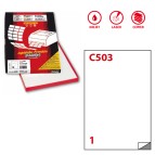 Etichette adesive C503 - permanenti - 210 x 297 mm - 1 et/fg - 100 fogli A4 - bianco - Markin