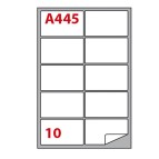 Etichette adesive A445 - permanenti - 99,6 x 57 mm - 10 et/fg - 100 fogli A4 - bianco - Markin