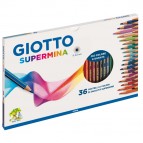 Supermina pastelli colorati - esagonali Ø 7,6mm lunghezza 18cm e mina Ø 3,8mm - colori assortiti - Giotto - astuccio 36 colori