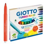 Pennarelli Turbomaxi - punta D5mm - colori assortiti - Giotto - astuccio 12 pezzi