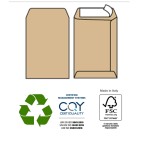 Busta a sacco Multi Strip - strip adesivo - 19 x 26 cm - 100 gr - carta riciclata FSC® - avana - Pigna Envelopes - conf. 500 pezzi