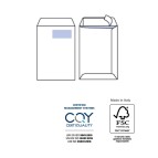 Busta a sacco Competitor FSC  - strip adesivo - con finestra - 23 x 33 cm - 100 gr - bianco - Pigna - conf. 500 pezzi