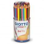Barattolo pastelli colorati - laccato - Ø 8mm lunghezza 18cm mina Ø 3,80mm - colori assortiti - Giotto - Barattolo 84 pezzi