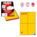 Etichette adesive C519 - permanenti - 105  x 148,5 mm - 4 et/fg - 100 fogli A4 - giallo - Markin