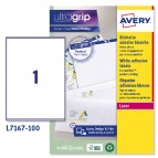 Etichette adesive L7167 - permanenti - 199,6 x 289,1 mm - 1 et/fg - 100 fogli A4 - bianco - Avery