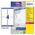 Etichette adesive L7169 - permanenti - 99,1 x 139 mm - 4 et/fg - 100 fogli A4 - bianco - Avery
