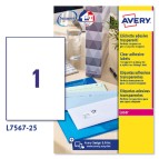 Etichette adesive L7567 - permanenti - per stampanti laser - 210  x  297 mm - 1 et/fg - 25 fogli A4 - poliestere - trasparente - Avery
