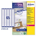 Etichette adesive L7651 - permanenti - 38,1 x 21,2 mm - 65 et/fg - 25 fogli A4 - bianco - Avery