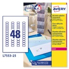 Etichette adesive L7553 - permanenti - per stampanti laser - 22  x  12,7 mm - 48 et/fg - 25 fogli A4 - poliestere - trasparente - Avery