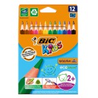 Matite colorate Kids Evolution Triangle - colori assortiti - Bic - astuccio 12 pezzi