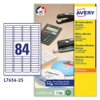 Etichette adesive L7656 - per stampanti laser/inkjet - 46 x 11,1 mm - 84 et/fg) - 25 fogli A4 - bianco - Avery