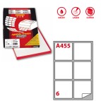 Etichette adesive A/455 - in carta - angoli arrotondati - permanenti - 99,1 x 93,1 mm - 6 et/fg - 100 fogli - bianco - Markin